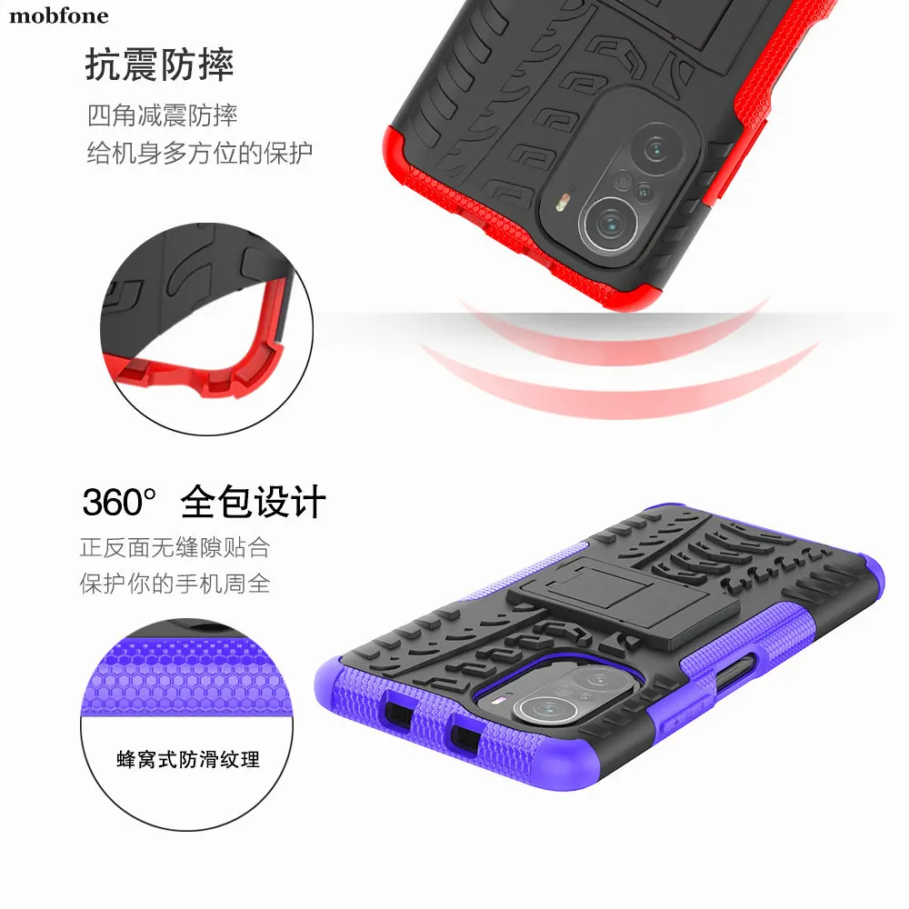 Противоударный прочный армированный чехол для Xiaomi Redmi K40 2 в 1 чехол-подставка