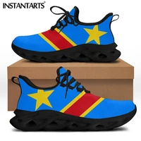 instantarts republic of congo flag designer men casual shoes sneakers flats male lace up wear resistant tenis masculino 2021