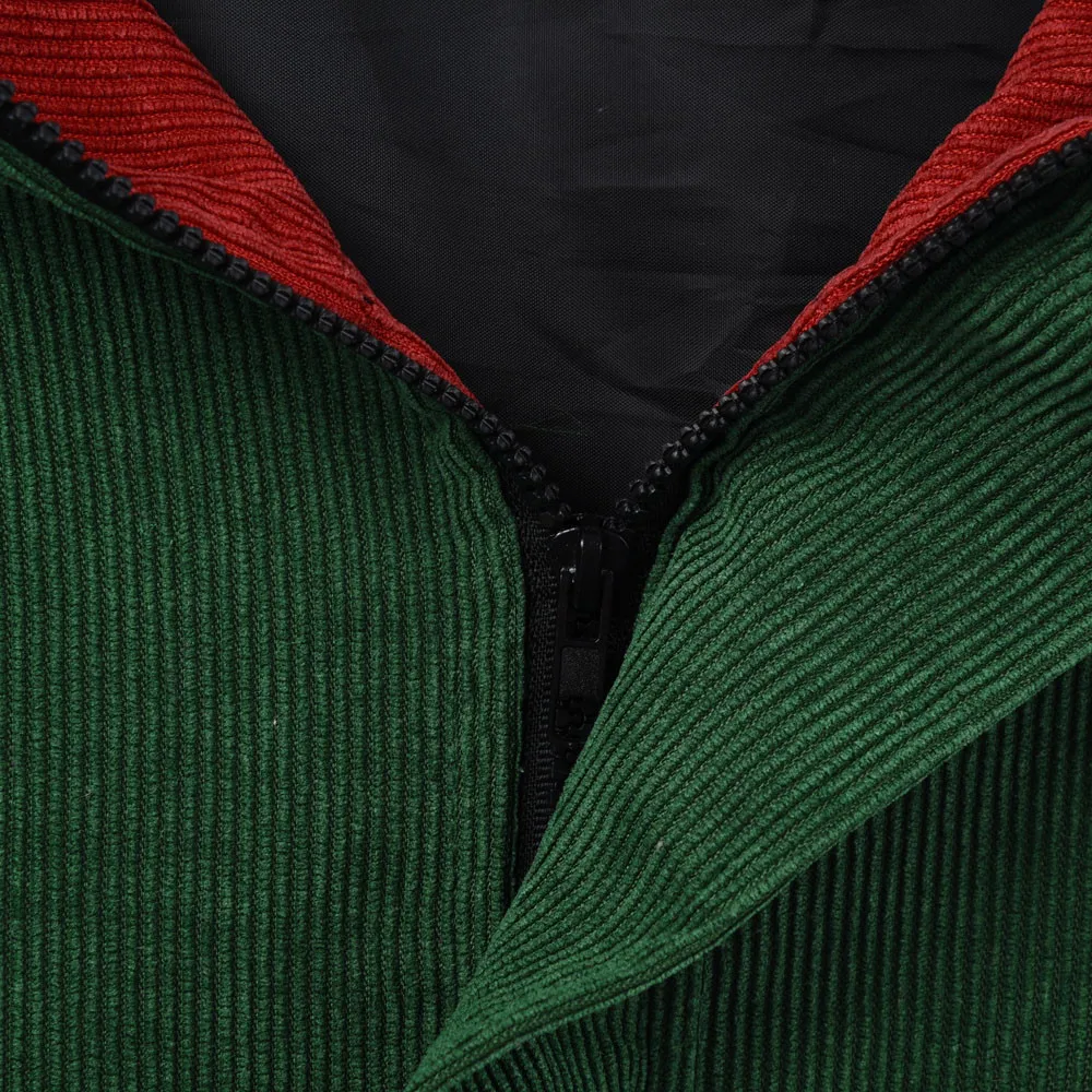 

KLV Harajuku Style Women Winter Warm Color Block Hooded Corduroy Jacket Long Sleeve Patchwork Oversize Zipper Jacket 8.29