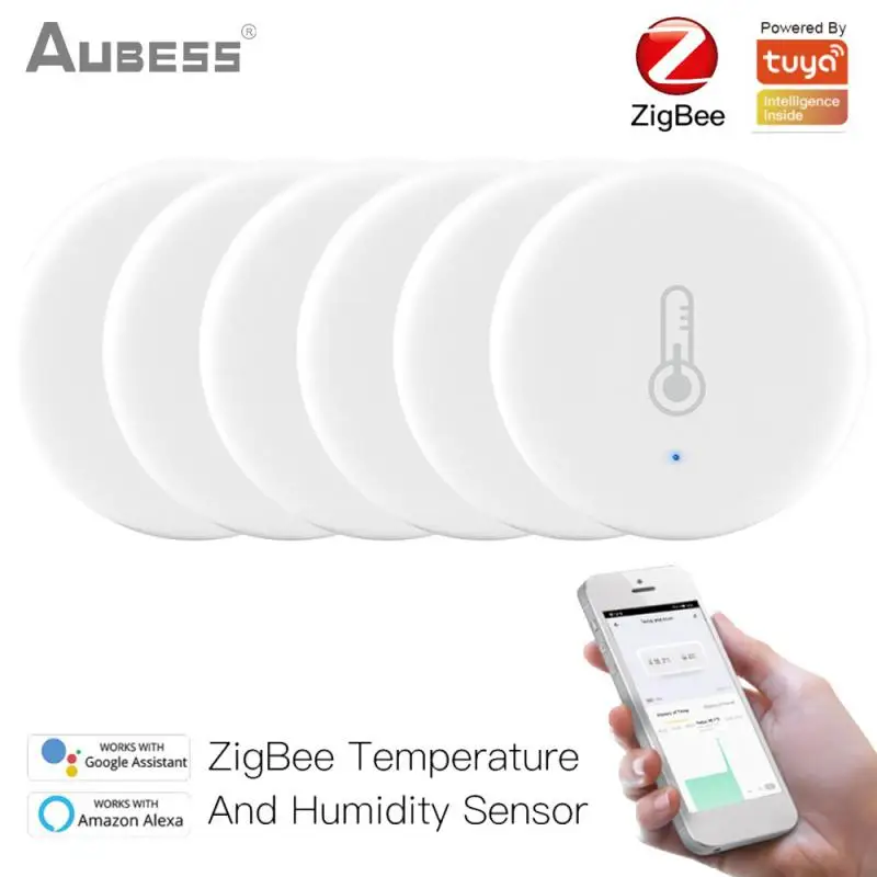 

Смарт-датчик температуры и влажности Tuya/SmartLife App ZigBee, работает от аккумулятора с Zigbee Hub через Alexa Google Home
