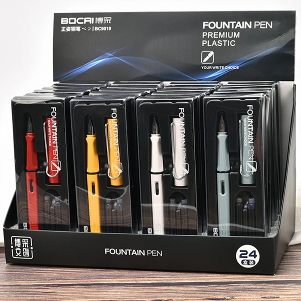 

1pcs Fountain Pen Set 0.38mm Writing Signature Pen Black Bule Ink Sac Student Office Stationery