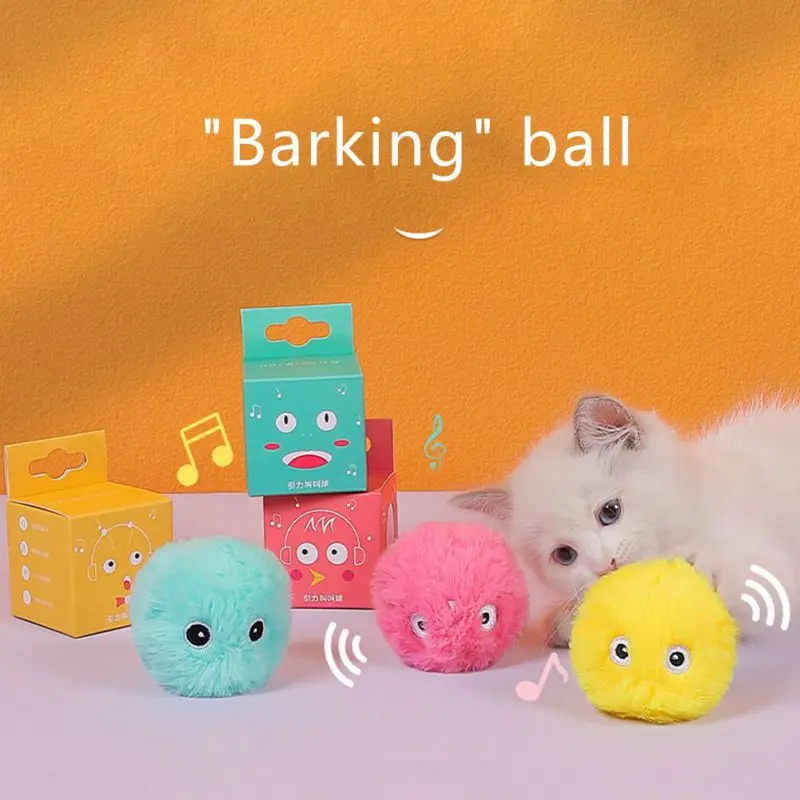 

Вокальные флисовые игрушки для кошек, Пушистый Плюшевый лающий мяч, игрушка, устойчивый к укусам интерактивный тренировочный пищалый шар, в...