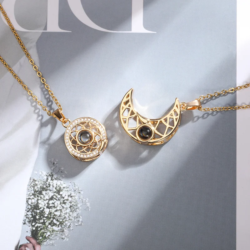 Романтическое ожерелье из нержавеющей стали с проекцией Я люблю тебя на 100 языках