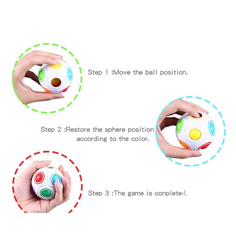

Creative Rainbow Football Puzzle Learning & Educational Toys For Children Kids Adult Spherical Magic Cube Toys
