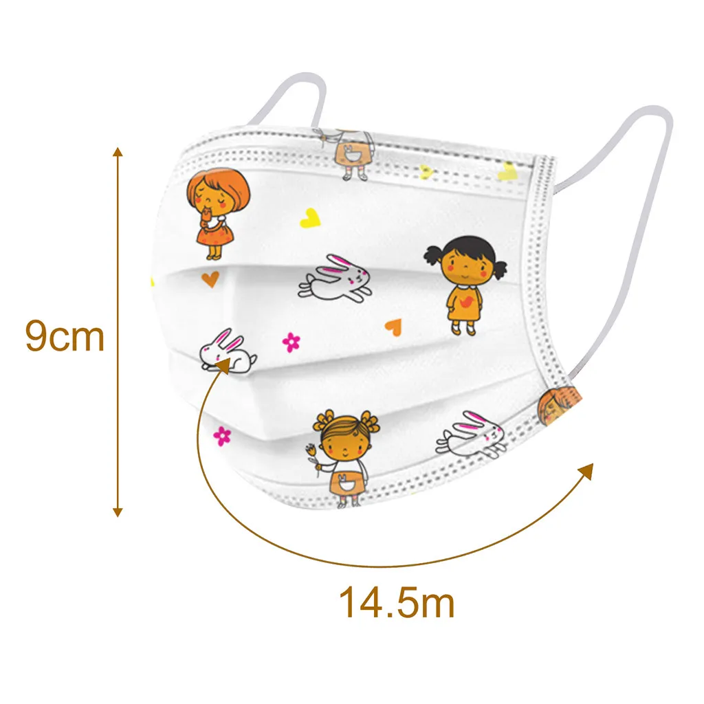 

50PC Children mask fashion Print Mouth Cover Mask Industrial 3Ply Ear Loop Face Cover mascarilla espaa