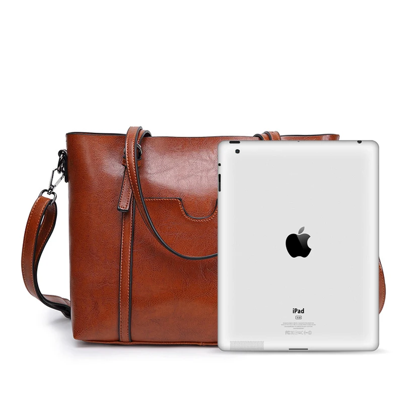 Модные женские сумочки масляная Вощеная искусственная кожа вместительная сумка