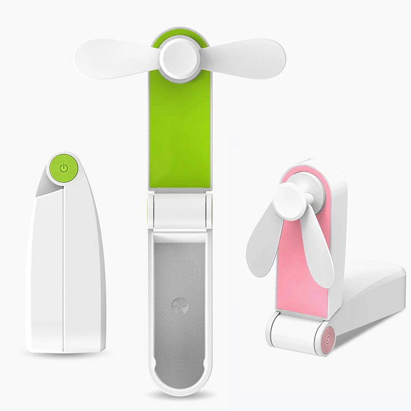 Мини складной ручной вентилятор на батарейках с usb приводом перезаряжаемый