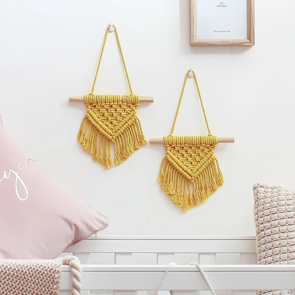 

Nordic hand-woven lace tapestry bohemian wall hanging woven decoration home bedroom children's room wall tassel pendant