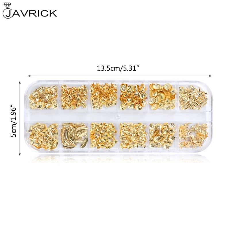 12 сеток/коробка смешанные блестящие металлические украшения для дизайна ногтей