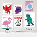 Настенная картина David Shrigley с изображением фламинго, пингвина, волка, тигра, постеры и искусство на холсте в скандинавском стиле для декора гостиной