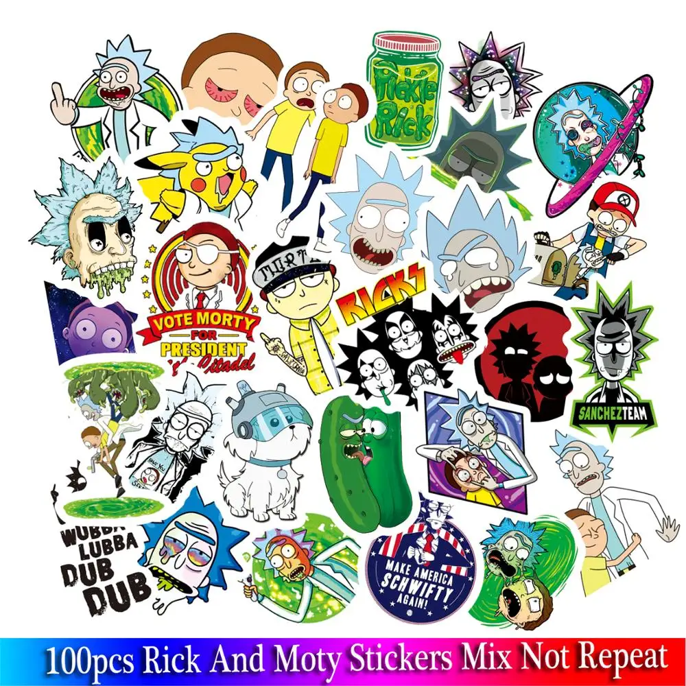 

100PCS Rick and Moty Cartoon Stickers Undersea World Kid Sticker Set For Children Travel Case Laptop Notebook Toy Anime Stickers
