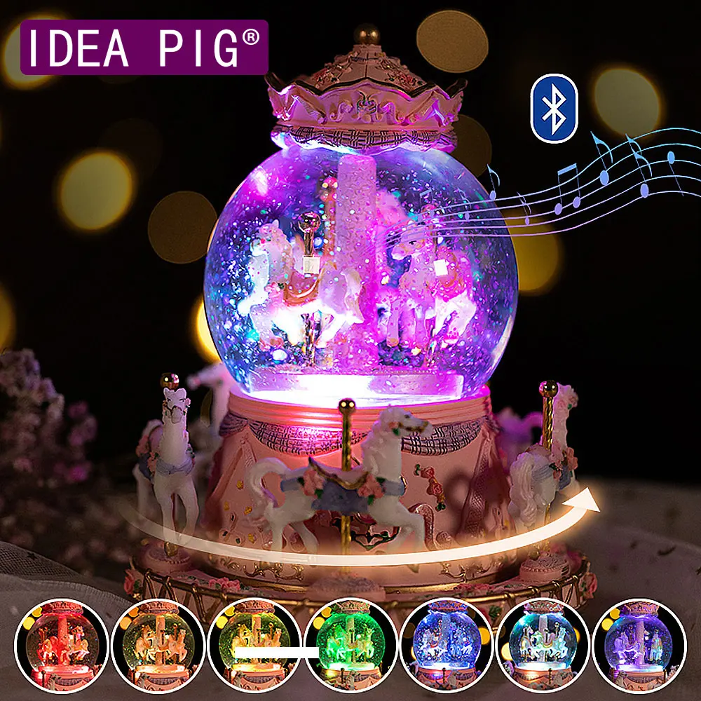 Лошадь карусель коробка снежный шар Merry Go Round музыкальные коробки музыкальное