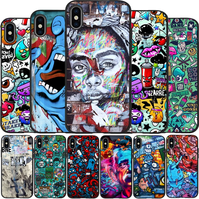 Чехлы с рисунком граффити мягкий силиконовый черный чехол для телефона iPhone 5 5S SE 6