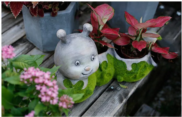 

Creative Caterpillar Cute Cement Flower Pot Green Succulent Plant Insect Ornaments Courtyard Balcony Figurines Decoration Crafts