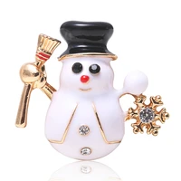 oi enamel snowman brooch christmas pin high quality for women kids clothes hat hijab pin christmas winter corsage gifts