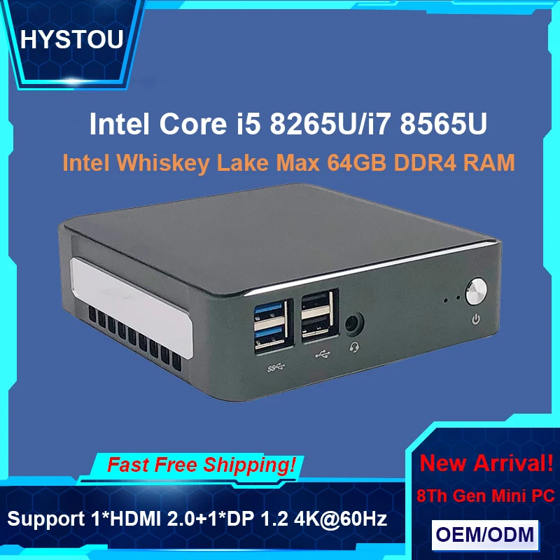 8-го поколения Intel Nuc i5 8265U i3 8145U 64 Гб ОЗУ NVME SSD Мини ПК Windows 10 Pro type-c тонкий клиент HDMI 2,0 DP настольный компьютер 8565
