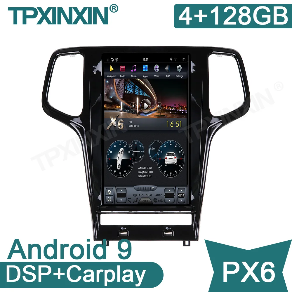 

Tesla Style Android 9.0 128GB Car Radio GPS Navigation For Jeep Grand Cherokee 2010 - 2019 Auto Multimedia Player Stereo Carplay