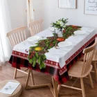 Рождественские искусственные сосновые конусы, красная клетчатая скатерть, водонепроницаемая скатерть для обеденного стола, кухня, домашняя искусственная