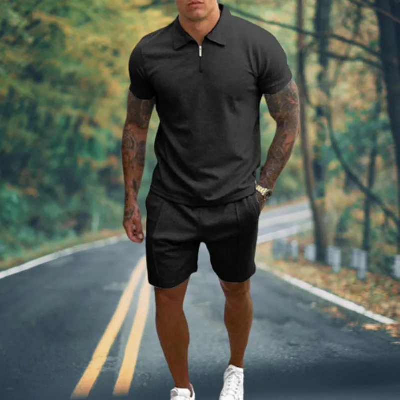 Мужская футболка поло для гольфа фитнеса и шорты бега комплект из 2 предметов