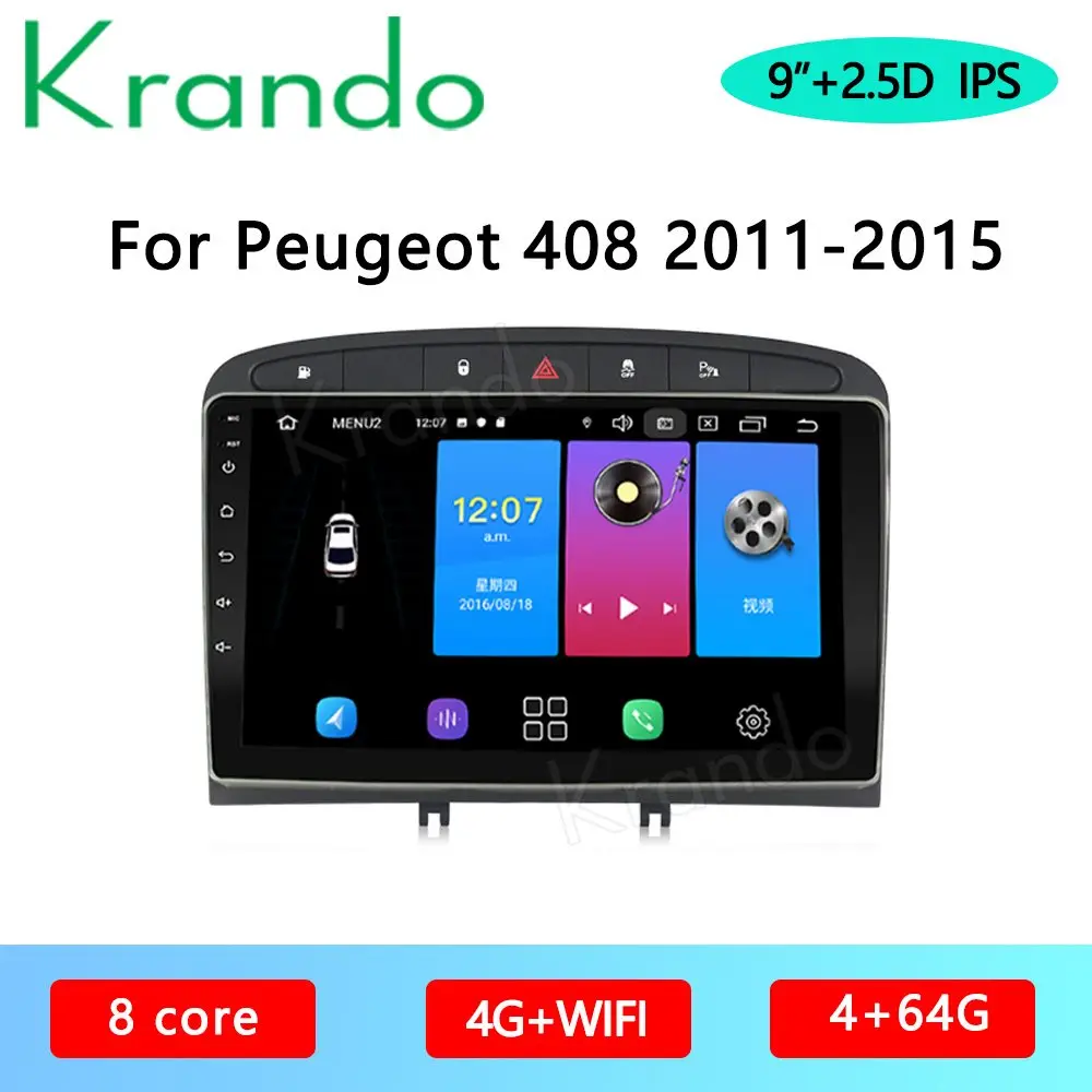 Krando Android 10 0 9 &quotIPS полный сенсорный автомобильный мультимедийный радио для Peugeot 408