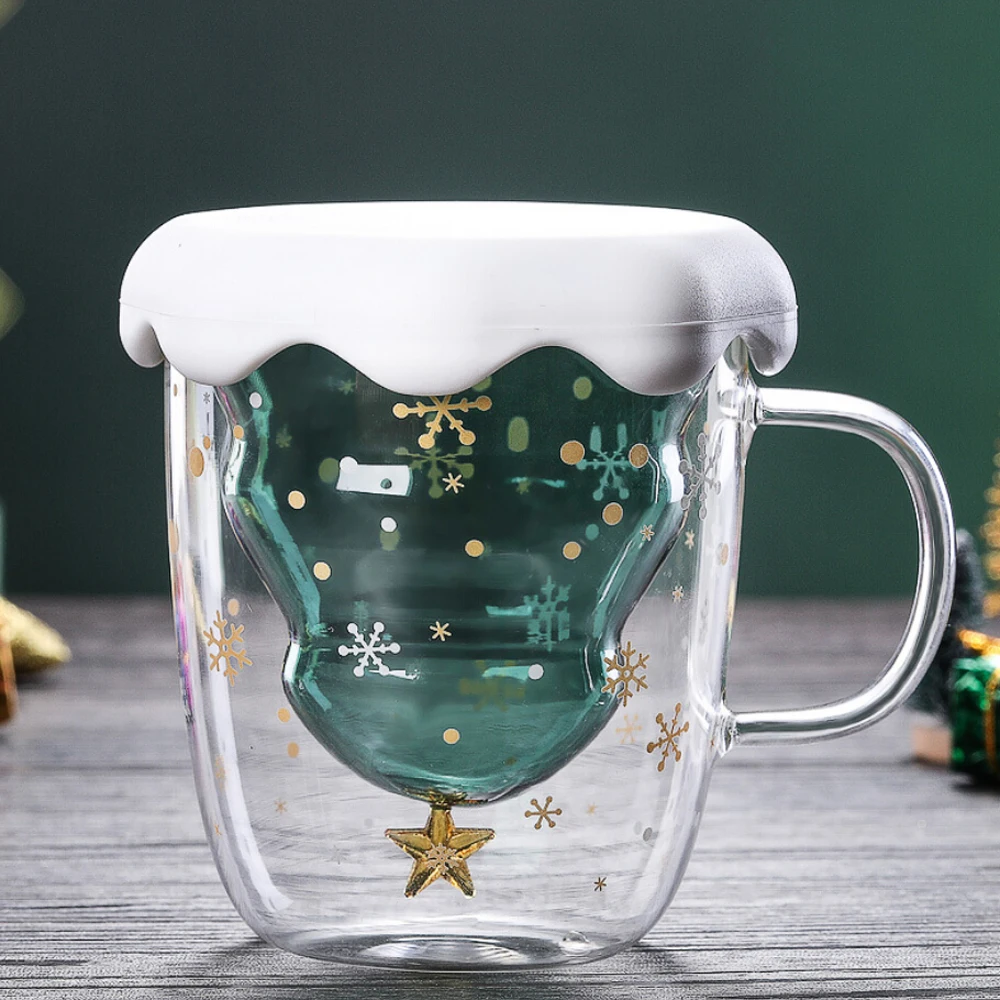 1 шт. Рождественское украшение стеклянная кружка для гостей двойная чашка