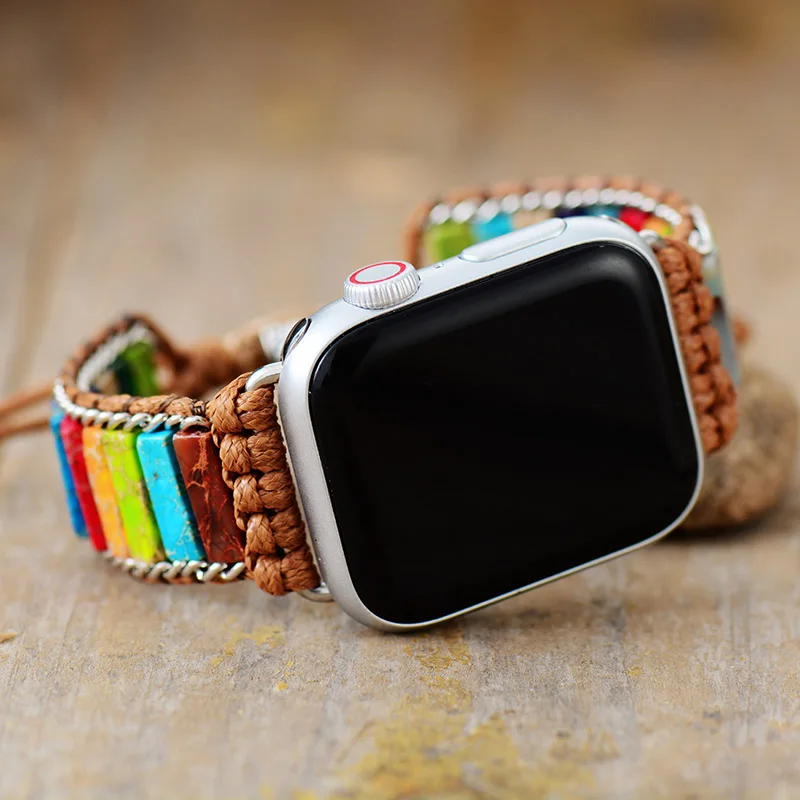 Natural Stone for Apple Watch Strap 38mm/44mm Bohemia Style Beaded Band Smartwatch Bracelet For Iwatch series 7 Accessories | Наручные