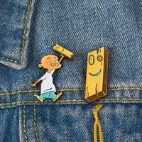 cartoon plank and ed enamel pin cool boy brooch cartoon character brooches lapel pin badge jewelry children friends unisex gift