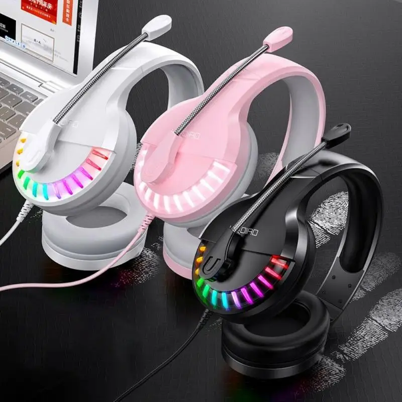 

Professional Game Headset For Computer Laptop Tablet Notebook Adjustable Bass Stereo Wired Headset With Mic And LED Light