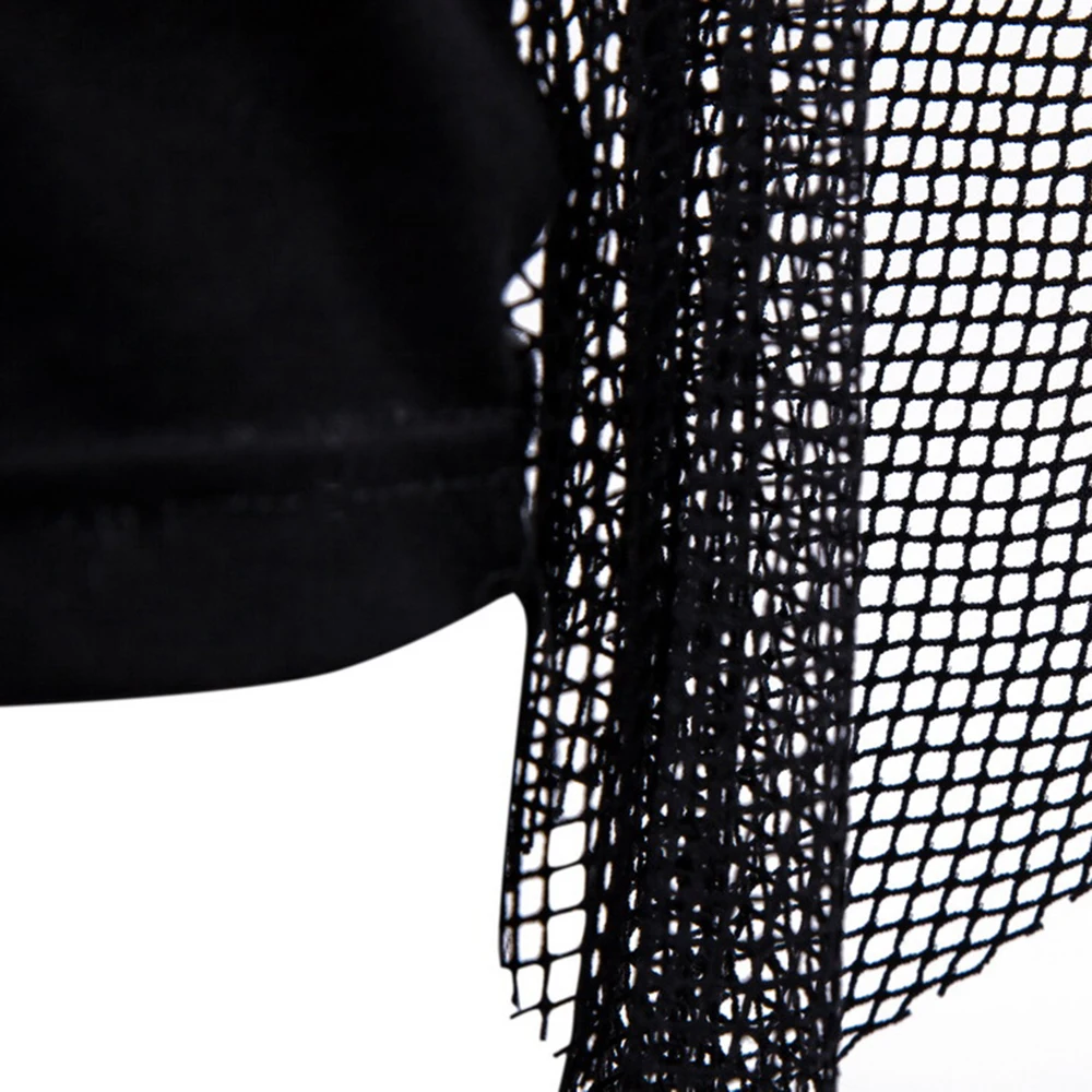 

Mesh Patchwork Men T Shirt Short Sleeve O Neck Sexy T-shirts Casual Tee Tops