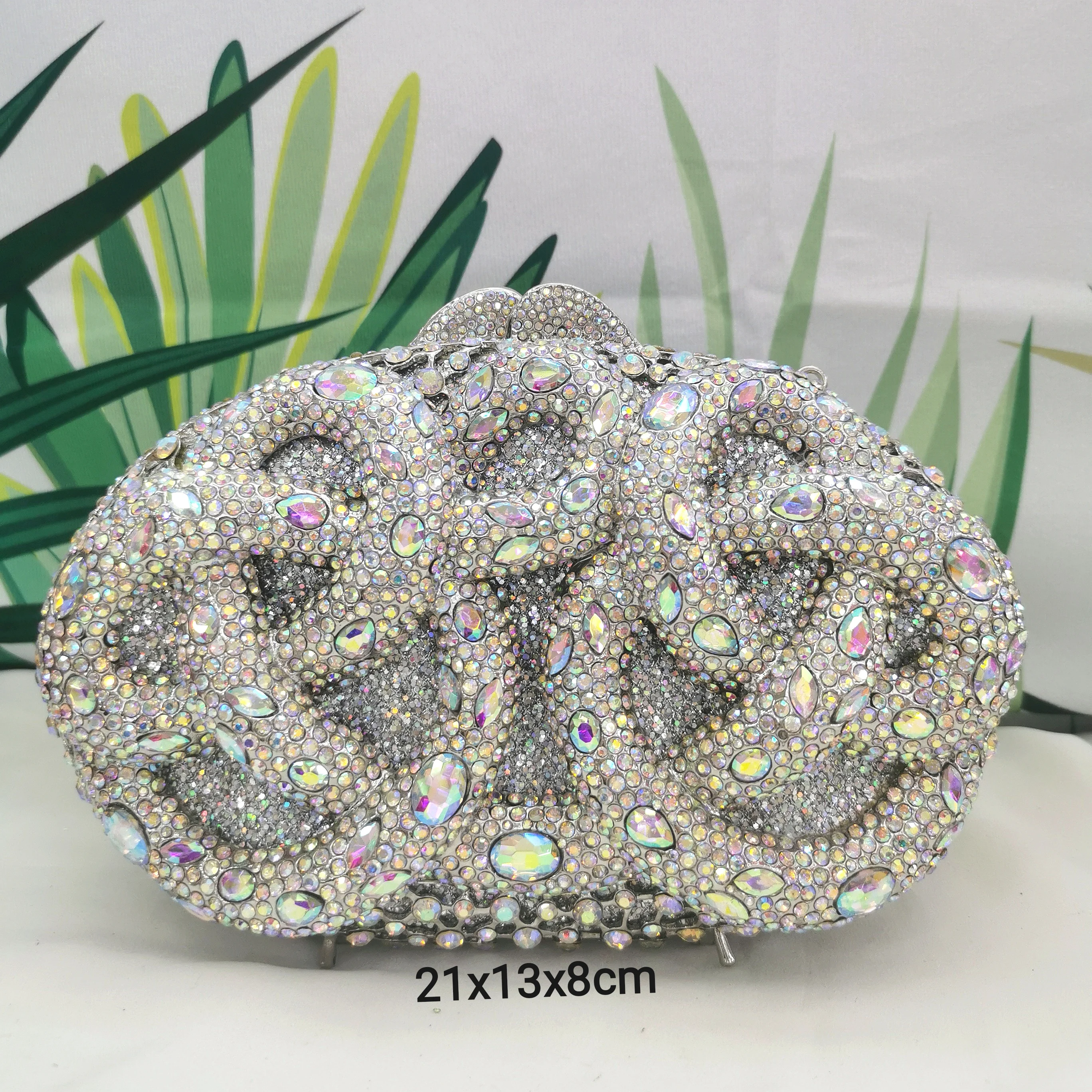 

Silver Pink Green Color AB Crystal Party Clutch Purse Woman Cocktail Evening Bag Female Dinner Prom Ladies Diamond Tote Handbags