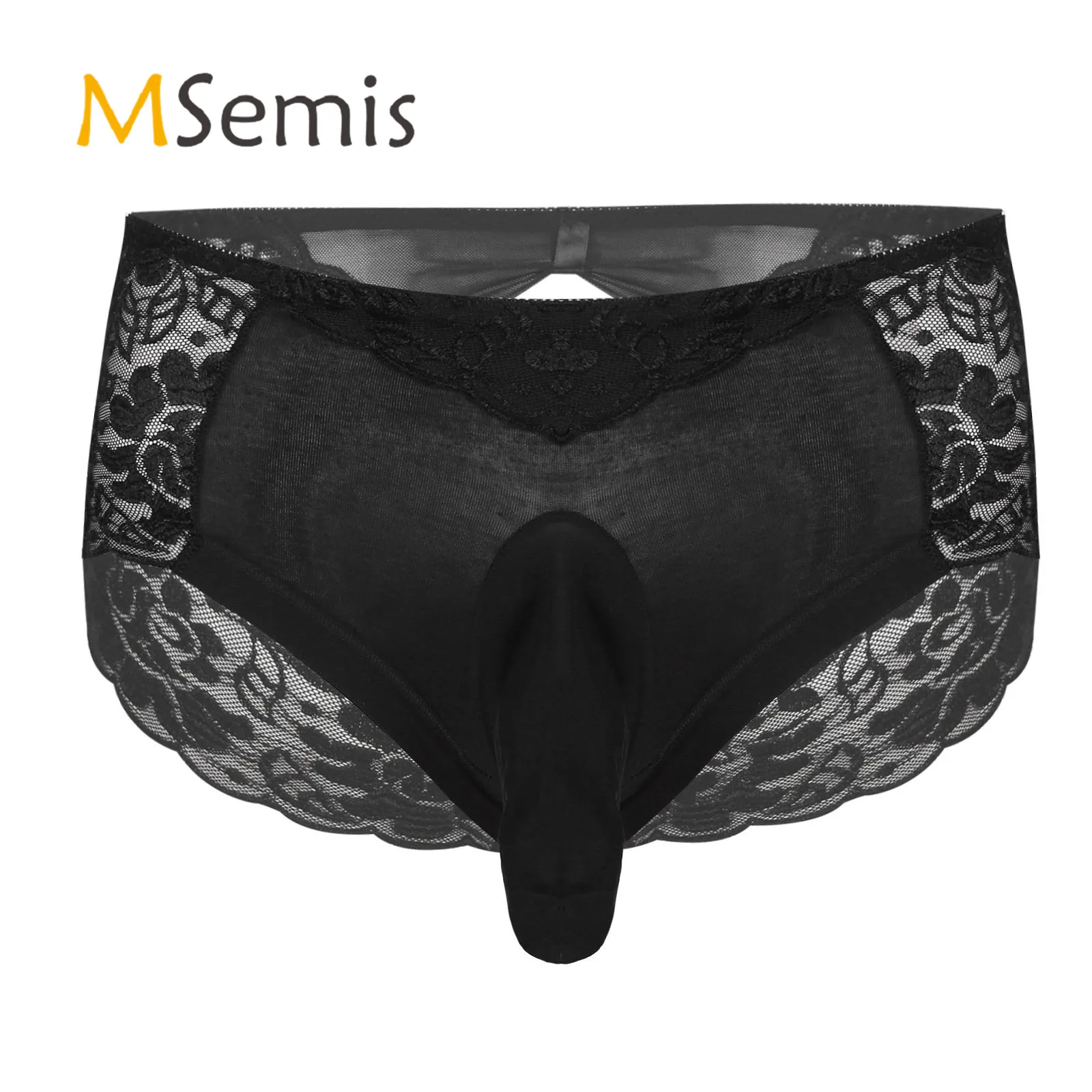 

Mens Sissy Floral Lace Briefs Panties Underpants Elastic Waistband Bulge Pouch Underwear Thong Nightwear Sleepwear