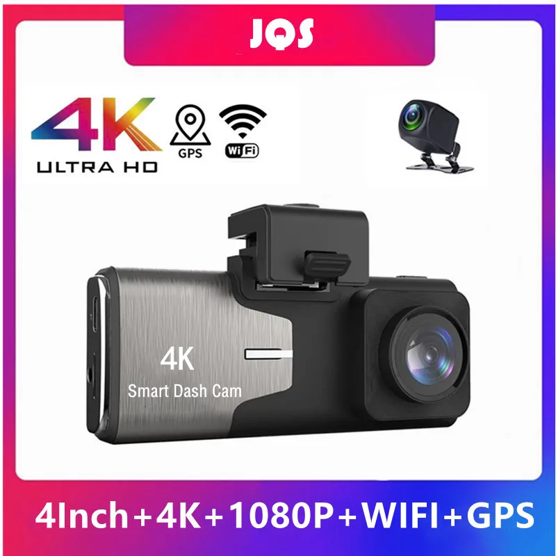 4Inch 4K Car Dvr Dash Cam  Video Recorder Ultra HD 2160P Sony IMX 415 GPS Track WiFi Night Vision Dash Cam 1080P Rear Camera