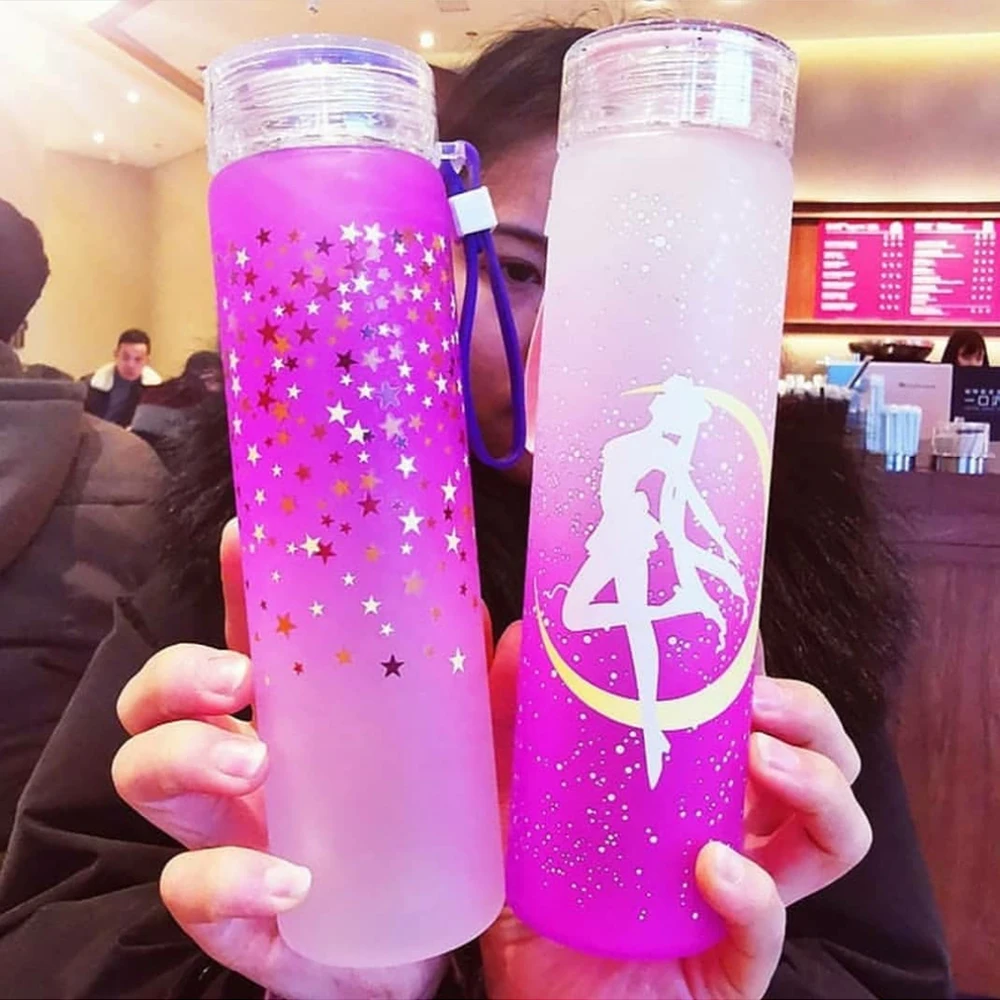 480 мл кавайная мультяшная стеклянная бутылка для воды милые модные спортивные
