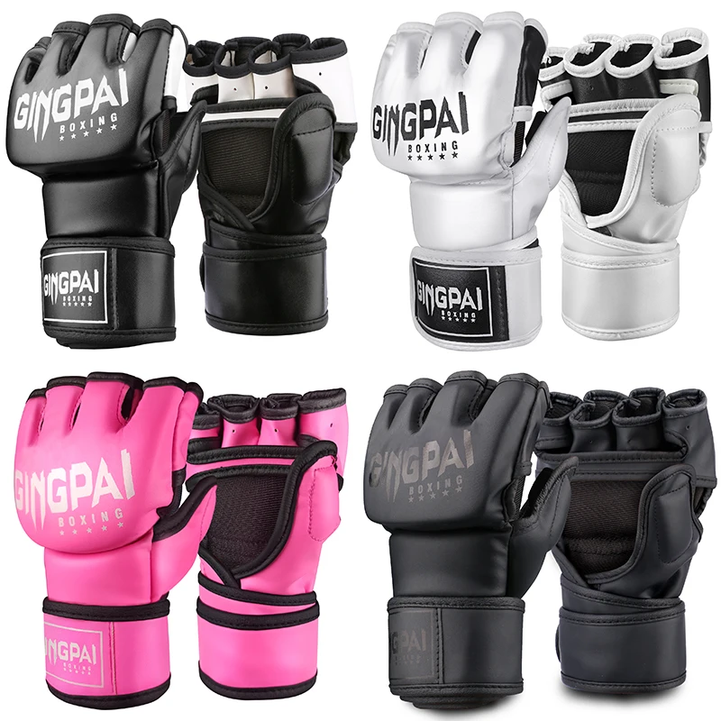 Half Mitts MMA Gloves for Men Women,Fingerless Punching Heavy Bag with More Paddding Gloves for Kickboxing Sparring Muay Thai