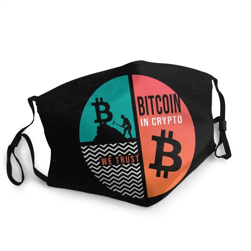 

Многоразовая модная Маска С закатом биткоина для лица BTC в крипто, мы доверяем маске для мужчин и женщин, противотуманная маска для рта