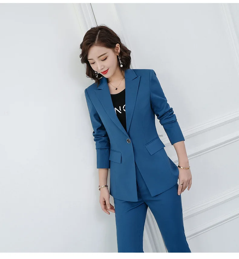 

Women pants suits temperament suit jacket pants set decoration body commuter casual solid color suit OL career 2 piece set women