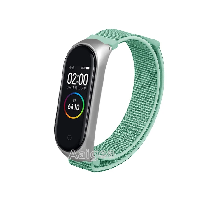 Модный тканый нейлоновый ремешок для часов петля для браслета Xiaomi mi 3 4 mi Band 4 3 сменный ремешок на запястье для браслета mi Band 4 - Цвет: Mint green