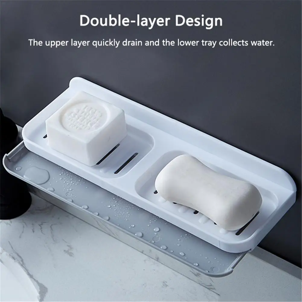 Двойной ящик с сеткой без дырочек для мыльницы настенный двухслойный сливной