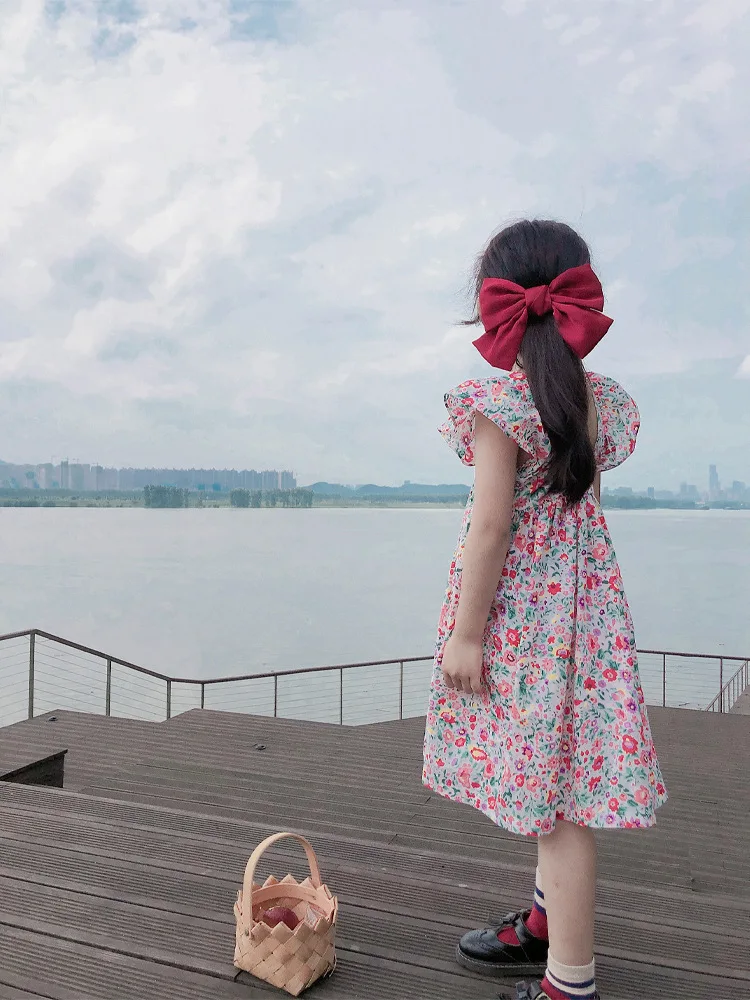 

Children's Floral Dress Summer Girl Sweet Ruffled Skirt Children's Skirt 2-6 Years Old Children's Wear