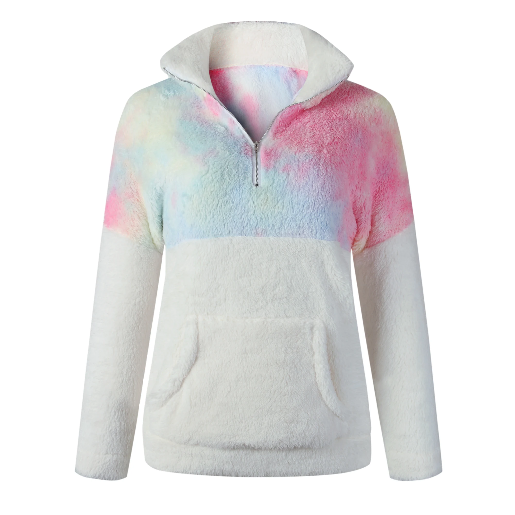 

2020 Autumn/winter fashion ladies' hoodies, tie-dyed, spliced, plush and overalls