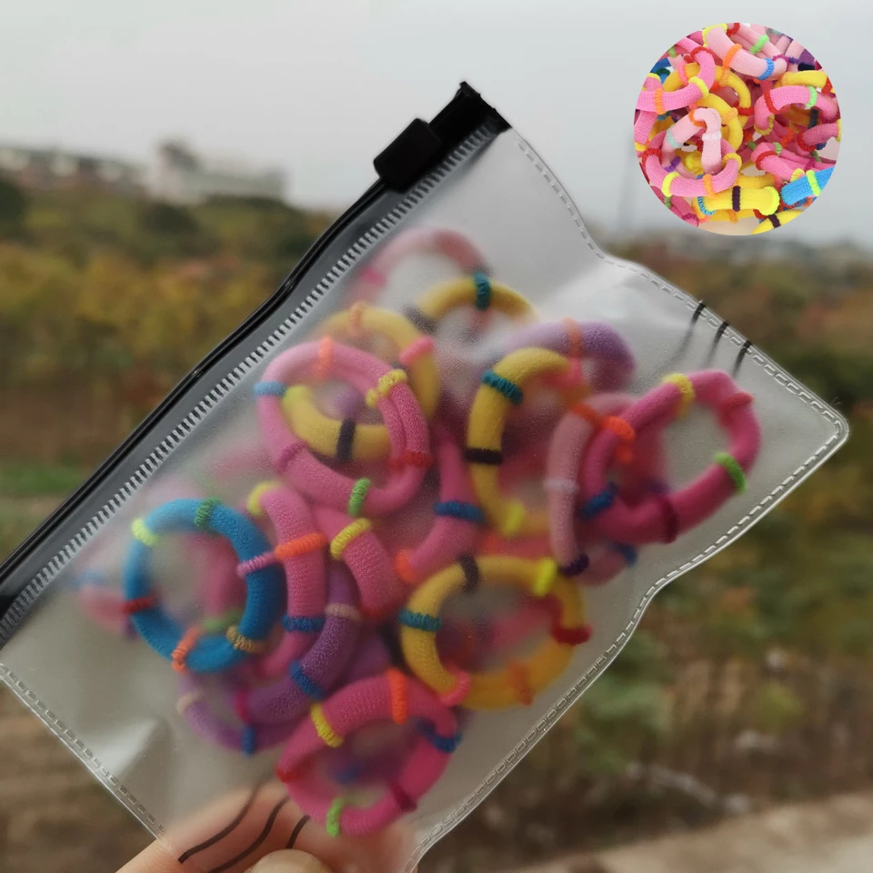 Bag Spring Девушки эластичный аксессуары для волос для детей черный, белый цвет резинкой хвост держатель резинка для волос связей scrunchies haarband cinta Пело - Цвет: Bag Spring