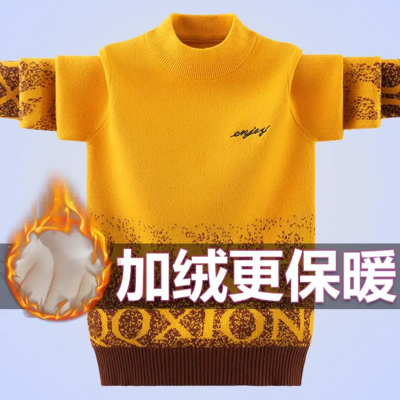 Зимние Утепленные теплые свитера с флисовой подкладкой для маленьких мальчиков