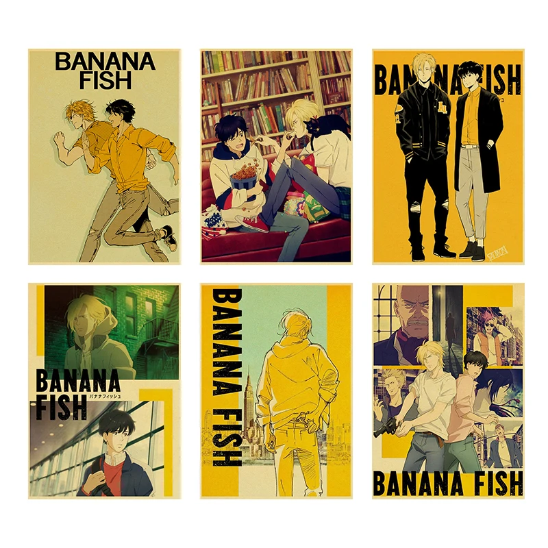 

Japanese Anime Retro Poster Banana Fish Movie Canvas Painting Mural Living Room Bedroom Home Wall Decoration Cuadros