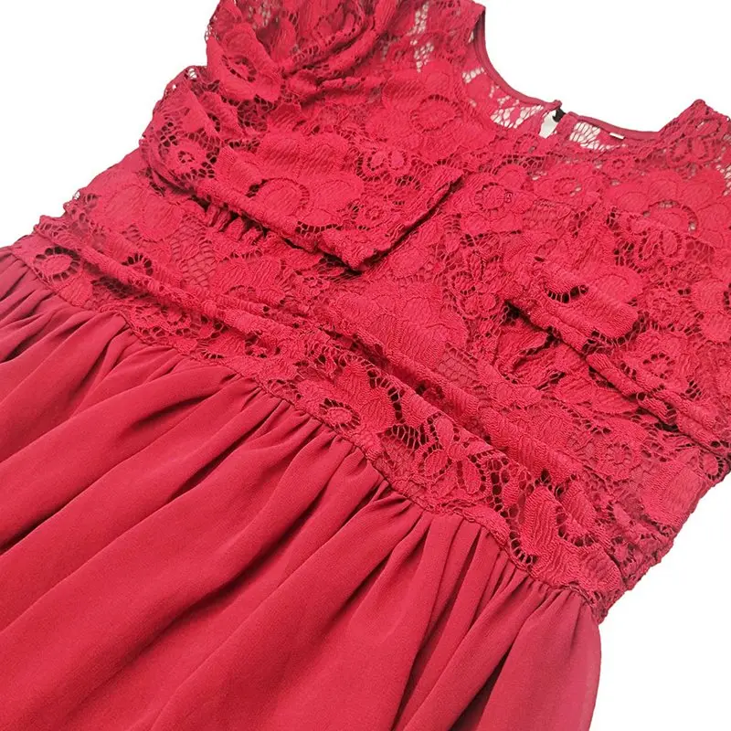 Винтажное элегантное красное кружевное вечернее платье средней длины размера
