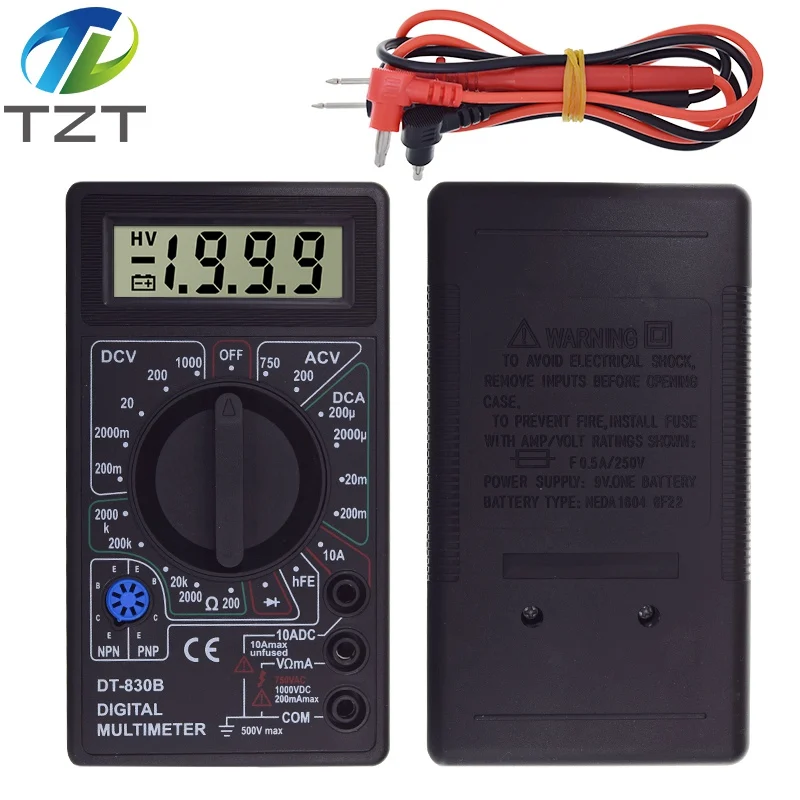 Цифровой мультиметр DT830B AC/DC с ЖК-дисплеем 750 В Вольтметр Амперметр Омметр тестер