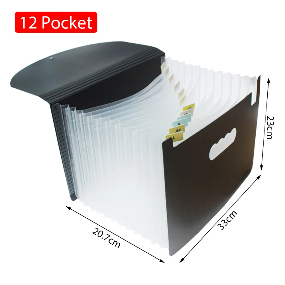 

File Organizer Pocket Expanding File Folder with Cover Portable Document Accordion Filing Box for Desktop Plastic Receipt Paper