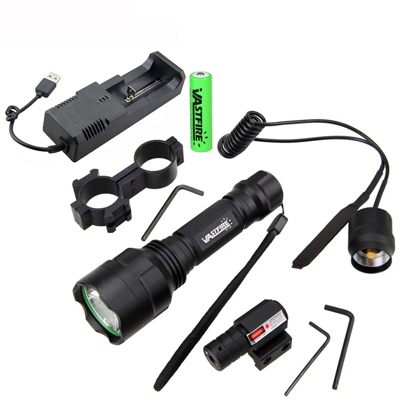 Охотничий светильник с лазерным точечным прицелом белый T6 светодиодный фонарь +