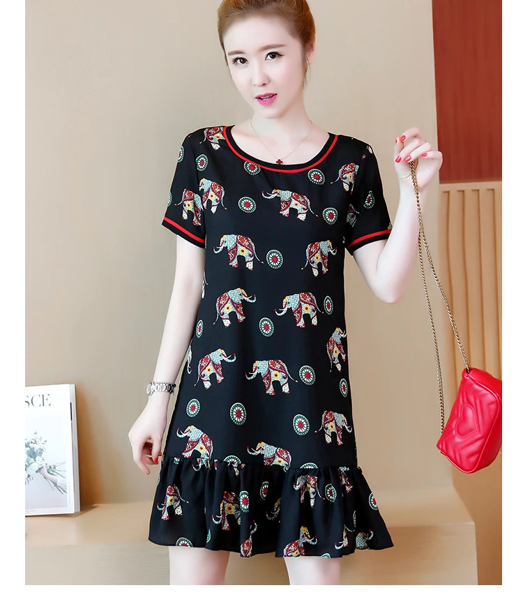 Размера плюс для женщин с коротким рукавом платья женские свободные прямые