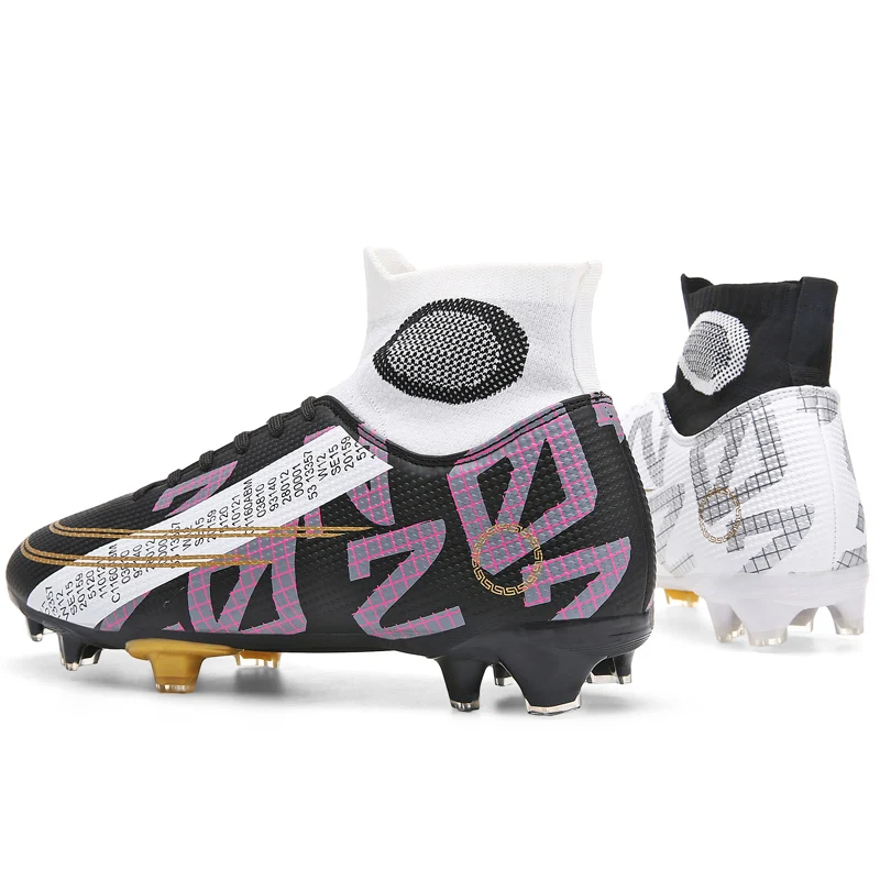

2021 New Sneaker Shoes Soccer Shoes Long Spikes Football Boots Turf Outdoor Boys High Ankle Kids Training Sports