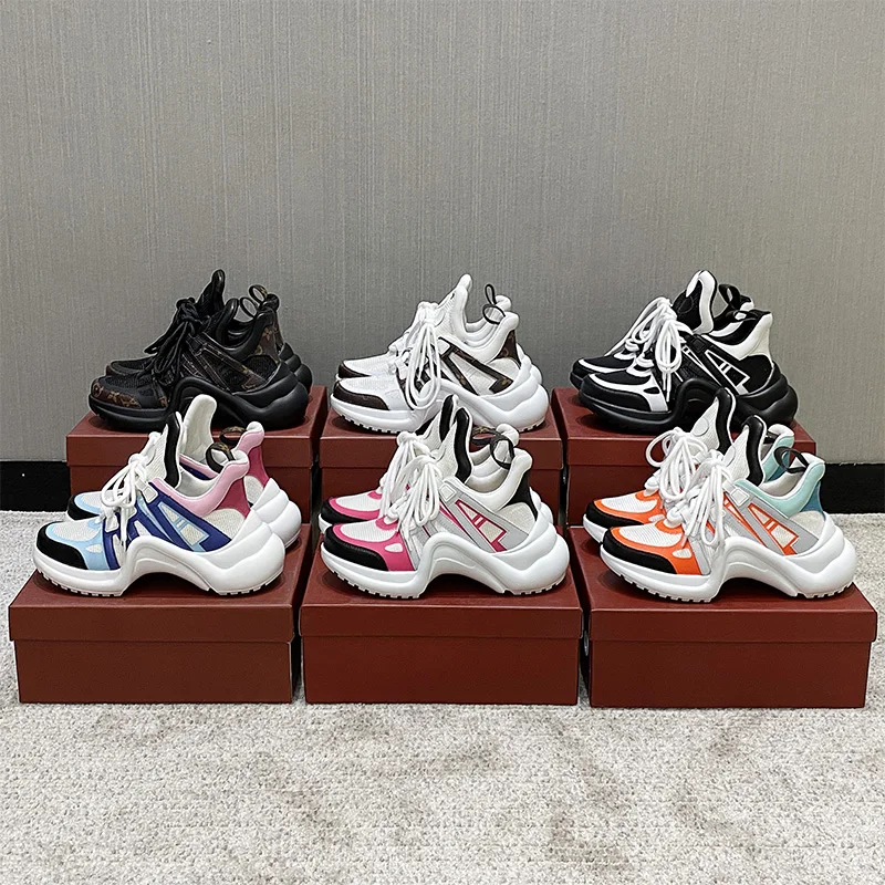 

2020 new dad shoes female ins increase 7cm thick bottom color movement same muffin high help womens shoes